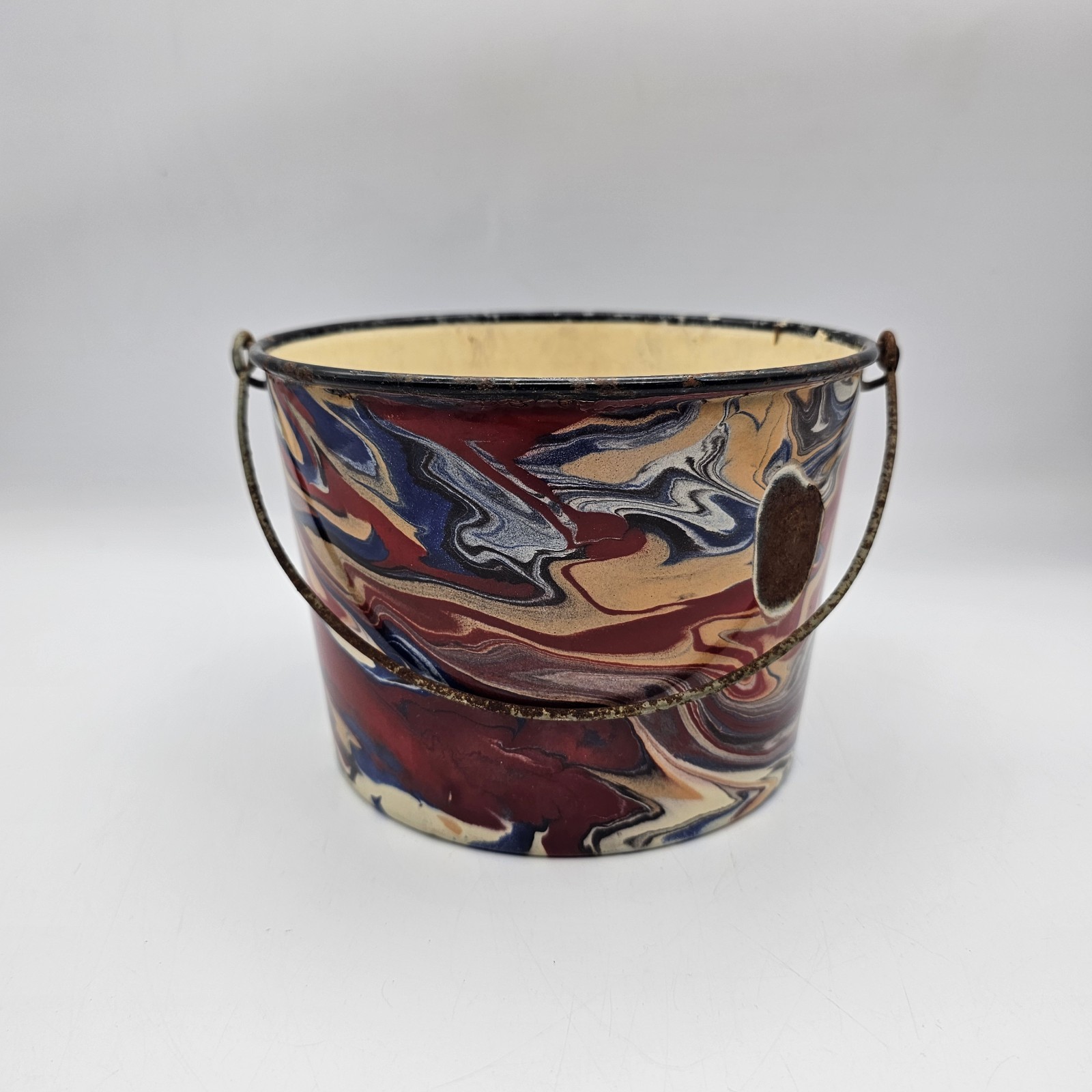 Vintage End Of Day Swirl Enamelware Bucket