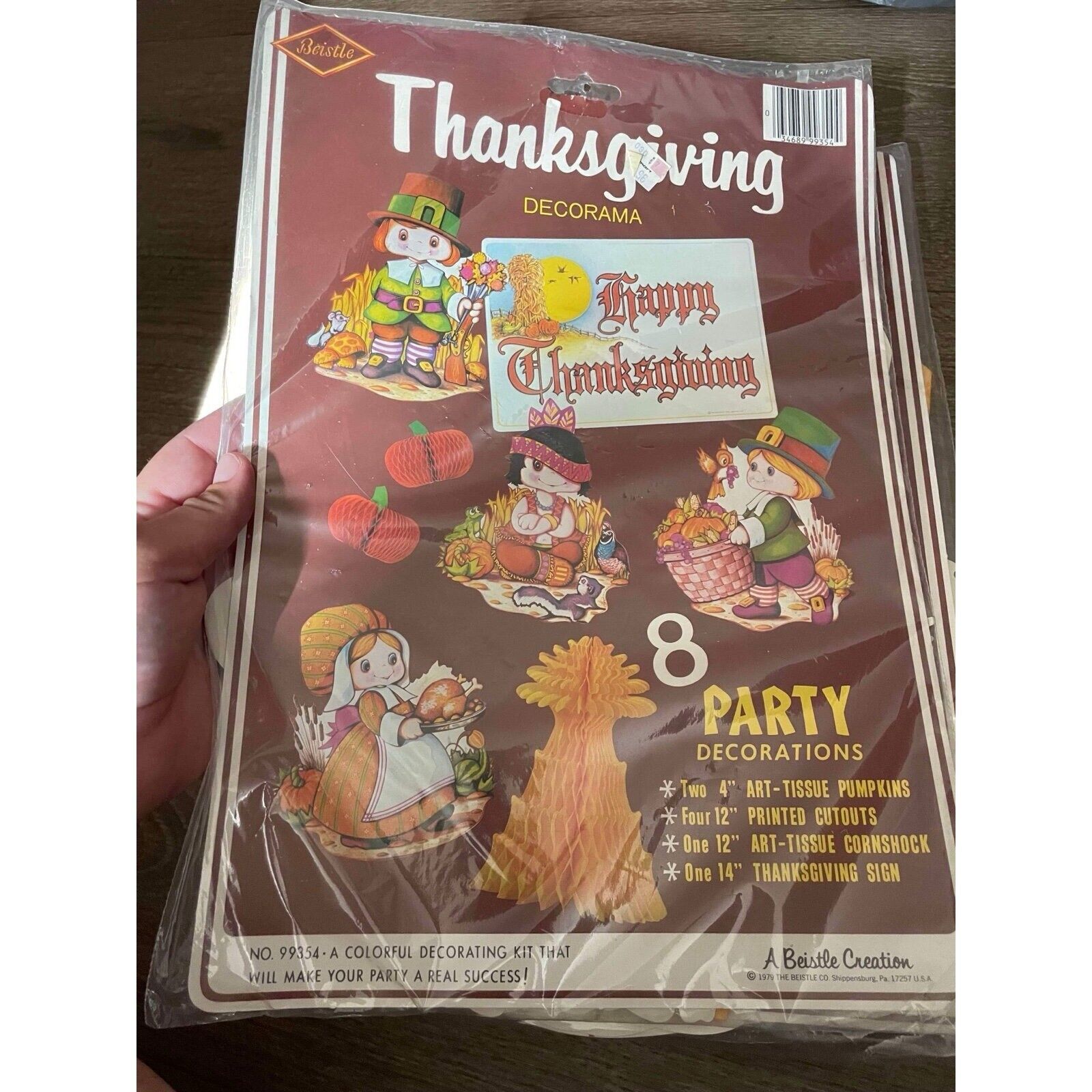 Vintage Beistle Thanksgiving Decorama 8 Fall Decorations Honeycomb Die Cut NOS