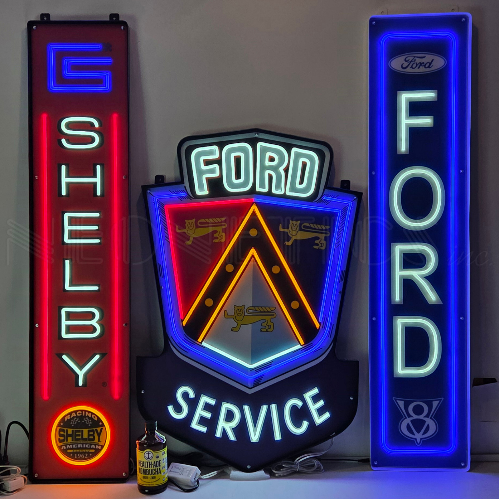 Huge 3 Ford Shelby Sign Flex LED Neon Steel Case lamp Cobra Truck Mustang GT500