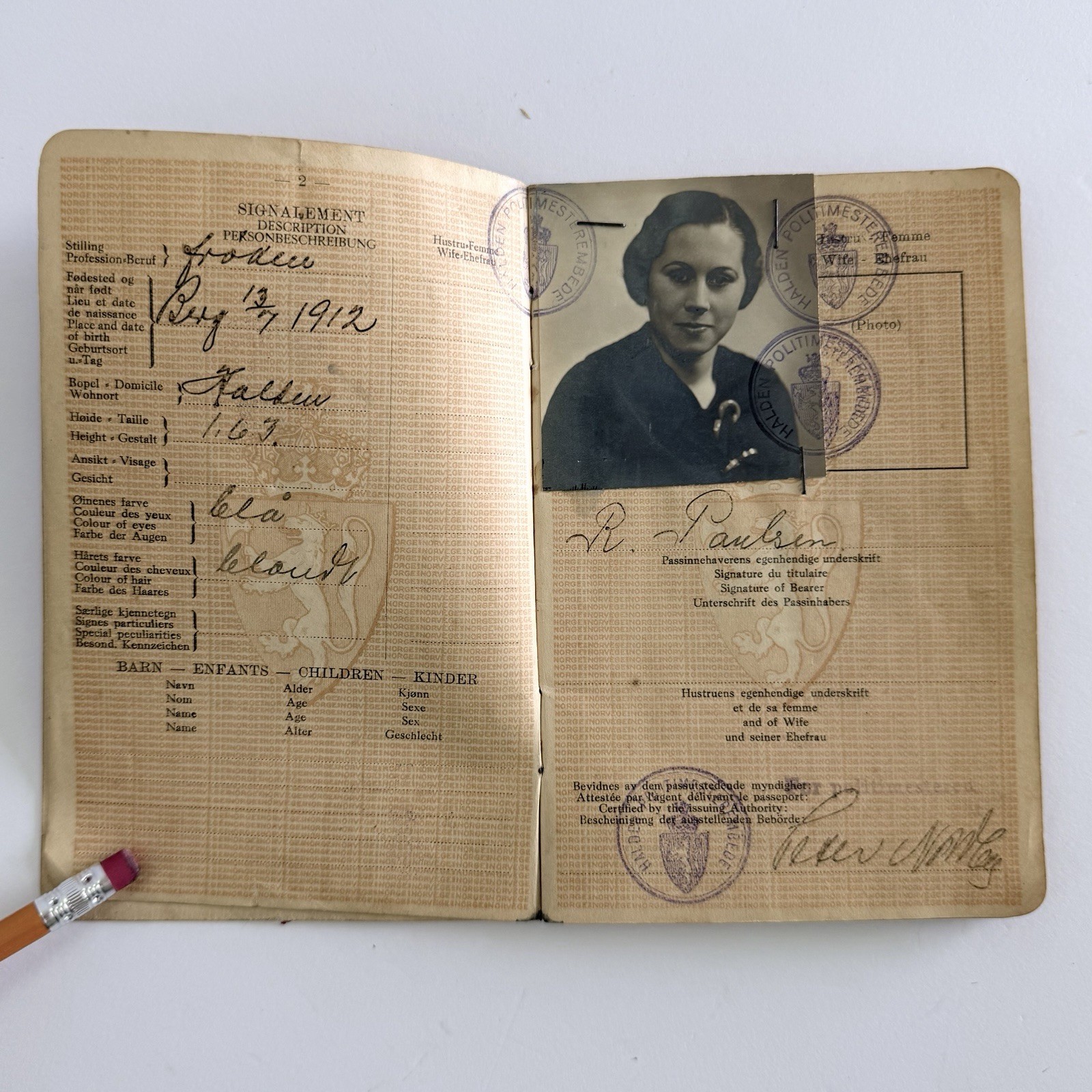 Vintage Norway Passport Issued 1929 + Travel -Moving -Vax Docs + Personal Photos