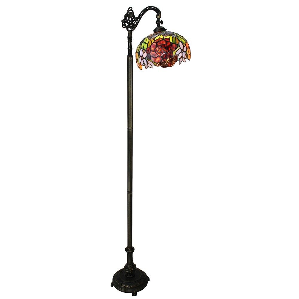 Rose Tiffany Stained Glass Shade & Floor Lamp Base
