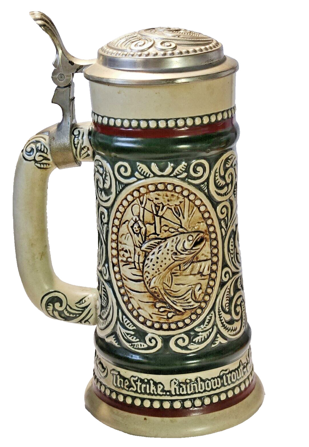 1978 Avon Hunting & Fishing Ceramic Lidded Beer Stein 8 1/2\