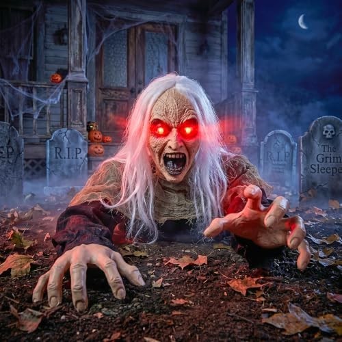 Crawling Zombie Graveyard Prop: Animated Halloween Decoration with Scary Sounds