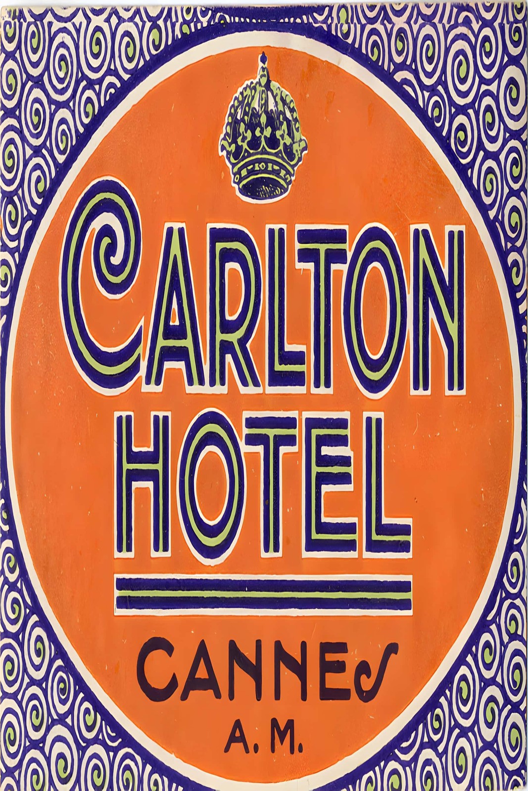Vintage Carlton Hotel Cannes Poster - France 🇫🇷 - 1920s Style - 24x36” -