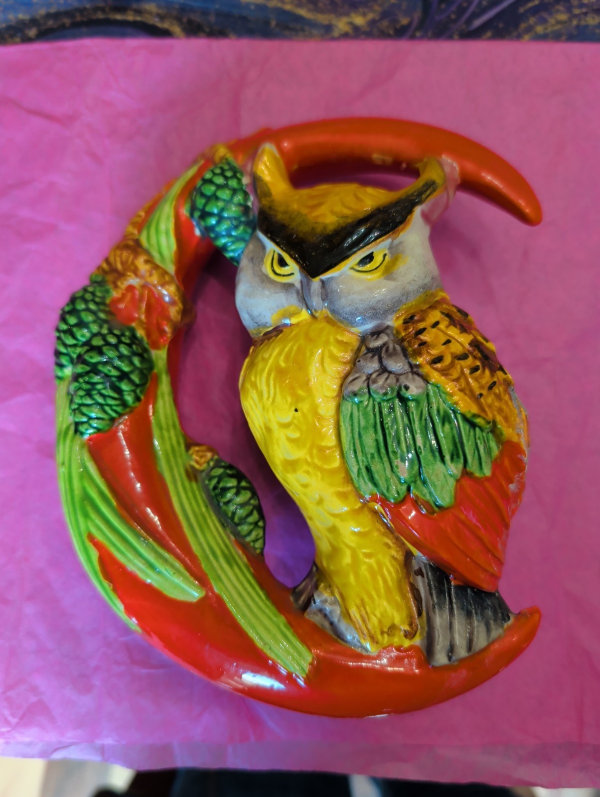 Vintage Moon/Owl Wall Hanging Planter