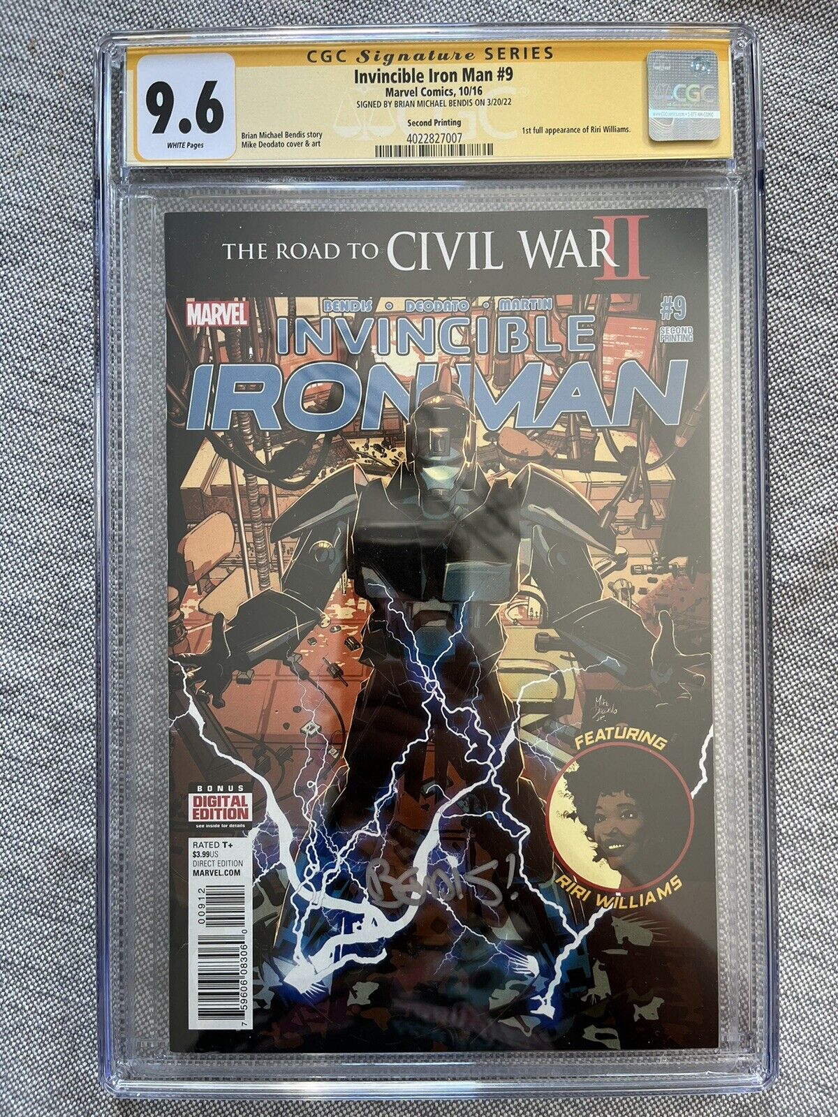 Marvel Comics Invincible Iron Man 9 2nd Print CGC 9.6 Signature Series 1st Riri