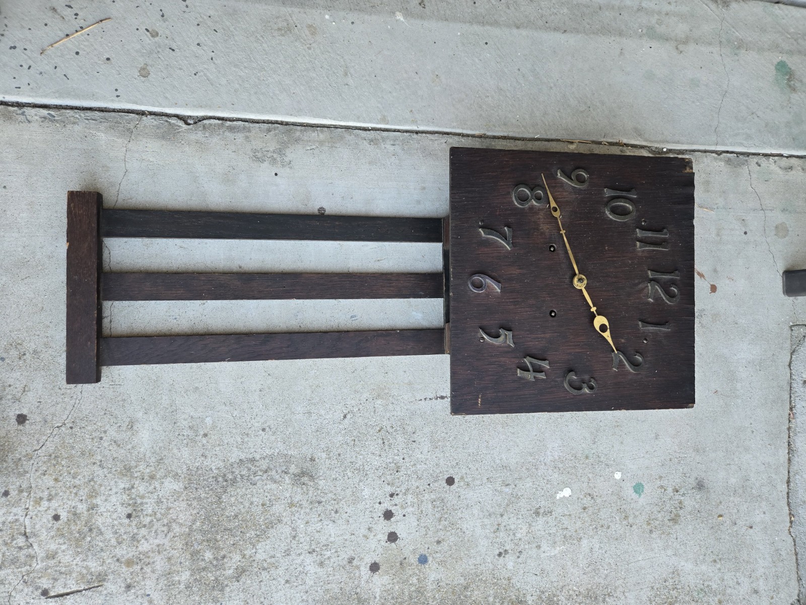 Antique 1920's Arts & Crafts Wooden Wood ( national clock co. ) Wall Clock