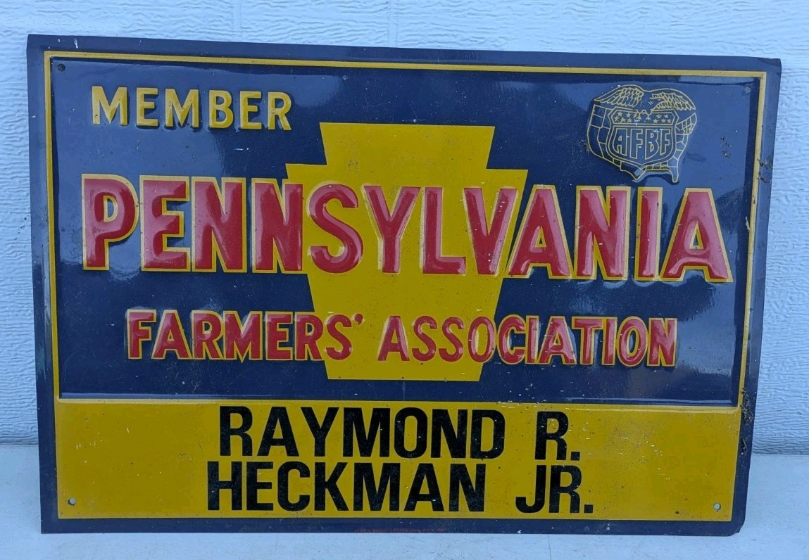 Vintage Pennsylvania Farmers Association Tin Sign