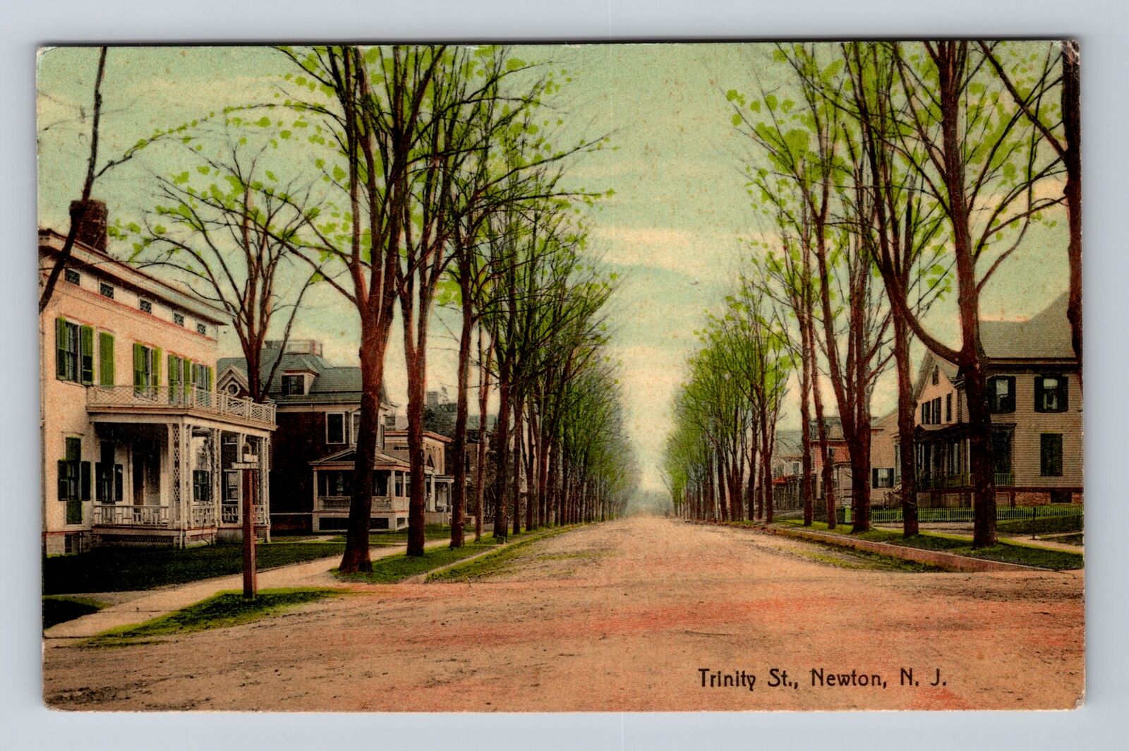 Newton NJ-New Jersey, Residences On Trinity St, Antique Vintage c1909 Postcard