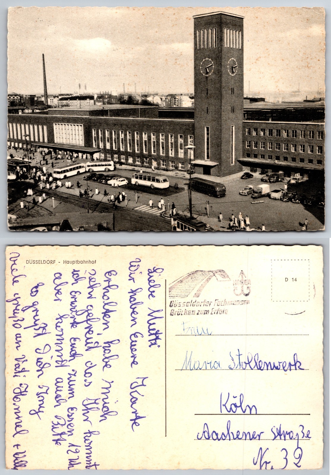 Continental Dusseldorf Hauptbahnhof Postcard