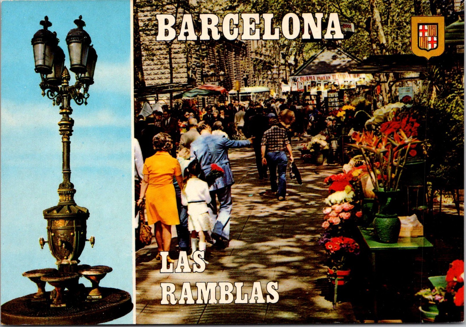 Las Ramblas in Barcelona Spain Vintage Postcard TPQ31