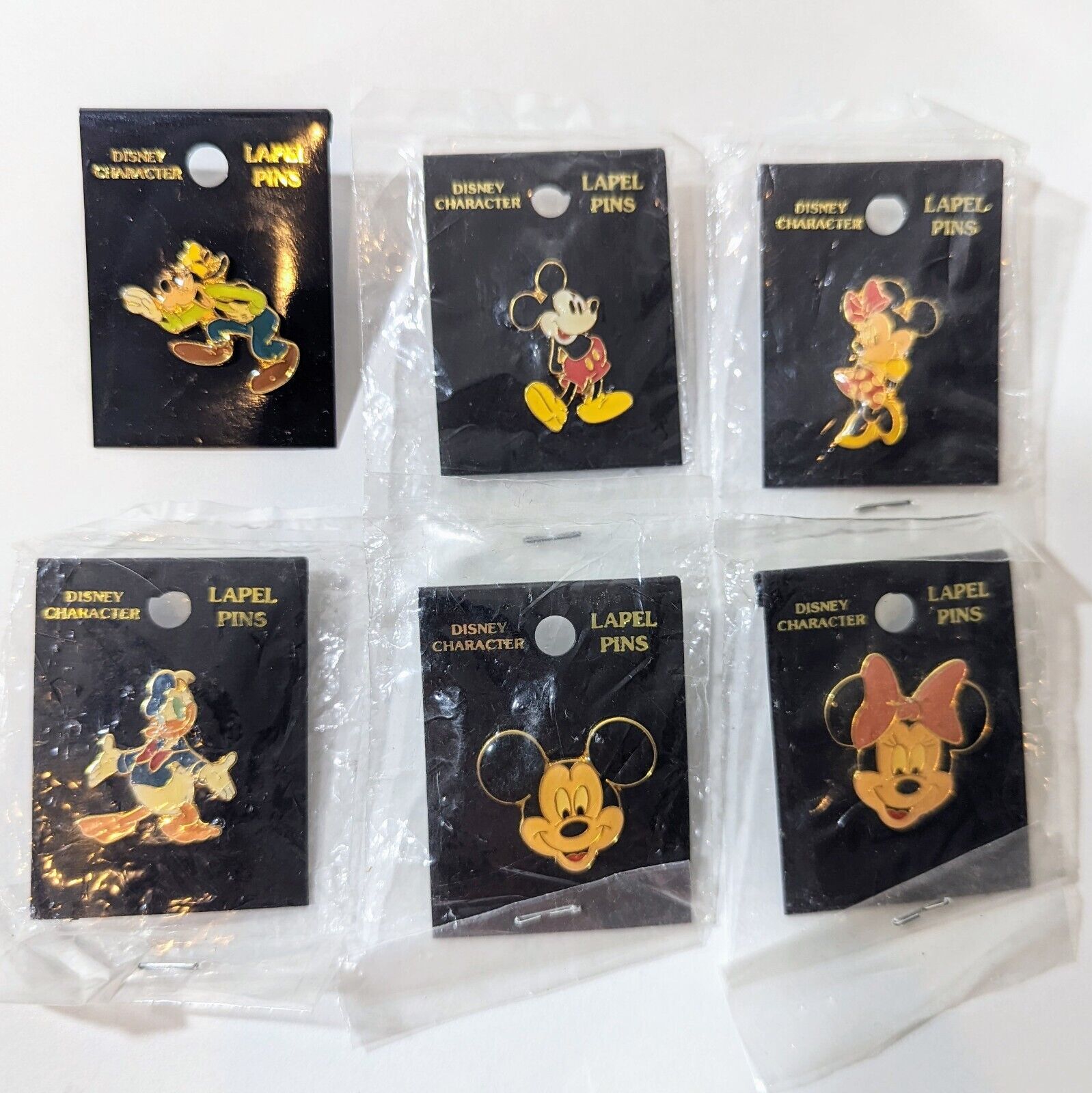 Vtg Disney Lapel Pins Lot Of 6 Monogram Product Inc Mickey Minnie Donald Goofy