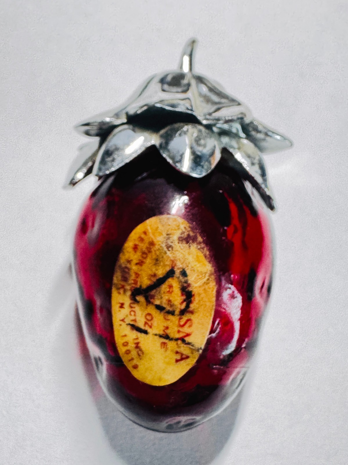 Vintage Avon Strawberry Fair Charisma Perfume Bottle 1/8 Fl Oz Red Glass EMPTY