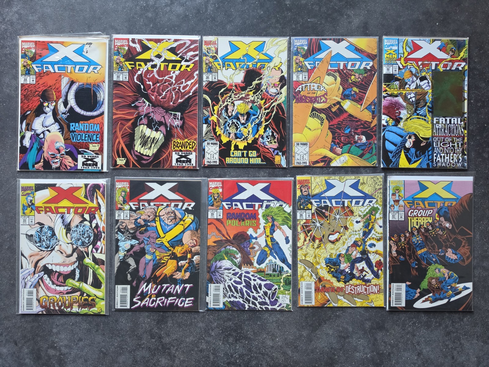 X-Factor Lot Of 10 Marvel Comics 1993 #88 89 90 91 92 93 94 95 96 & 97 VF-NM 