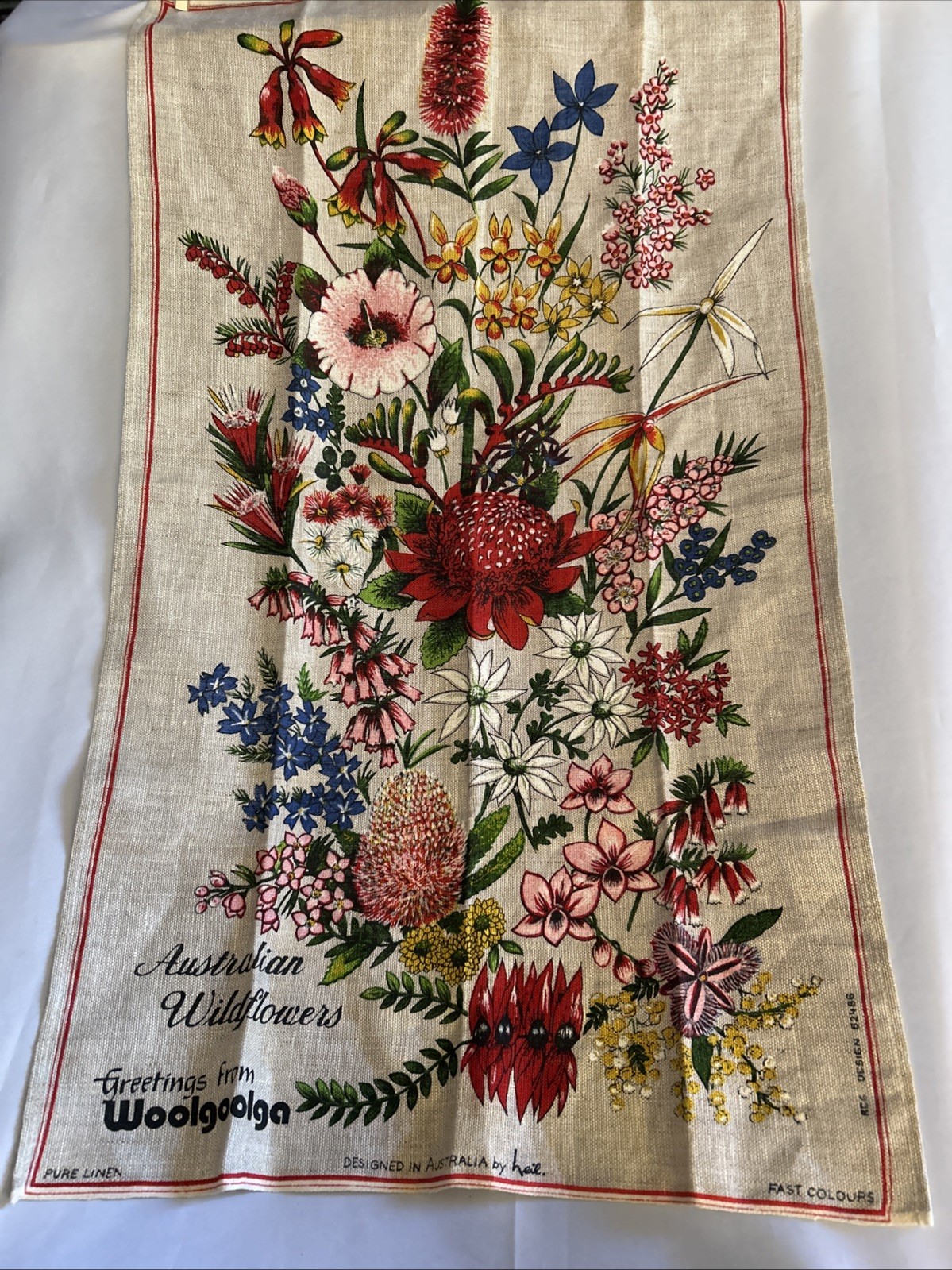 Vintage 70s Australian Wildflowers Linen Kitchen Towel By Heil Made In Poland Vintage 70s Australian Wildflowers Linen Kitchen Towel By Heil Made In Poland