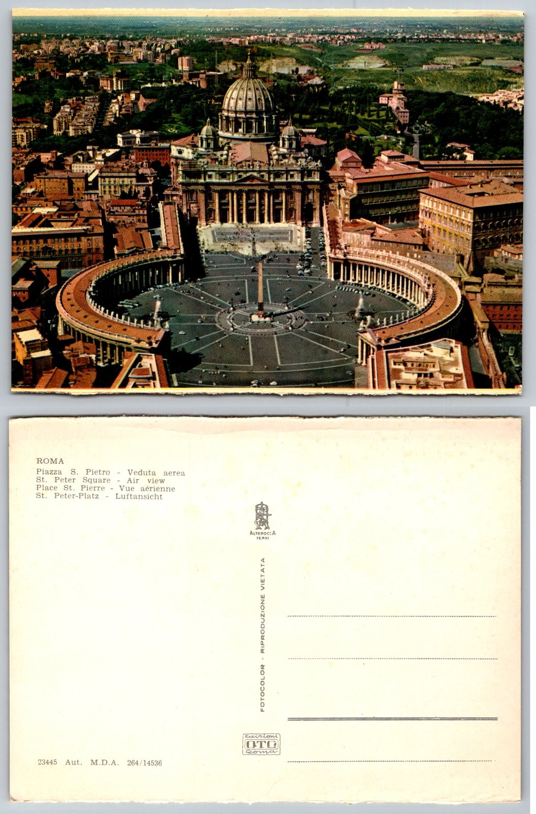 Continental St. Peter\'s Square Basilica Aerial View Rome Italy Postcard