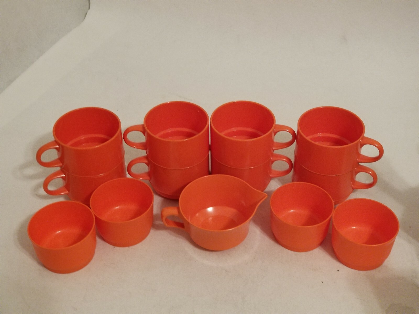 Vintage Melamine Orange Allied Chemical Mid Century Modern MCM 50s 60s set of 13