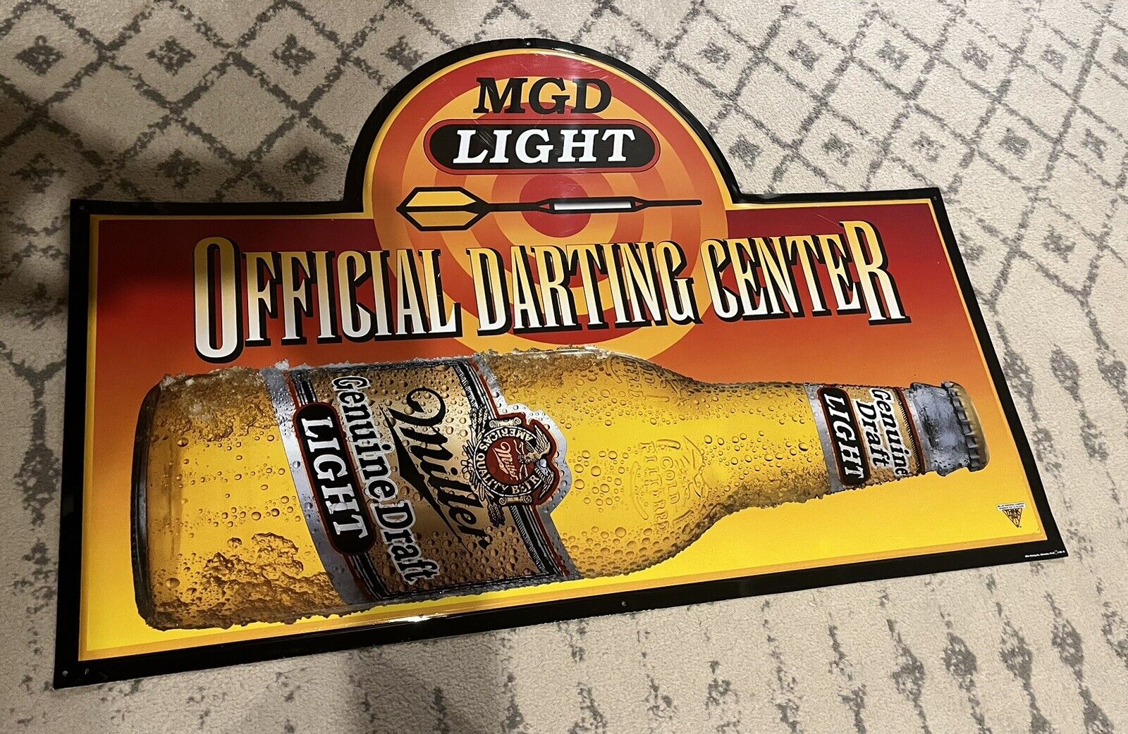 Vintage Miller Genuine Draft Beer Metal Official Darting Center Dart Sign MGD