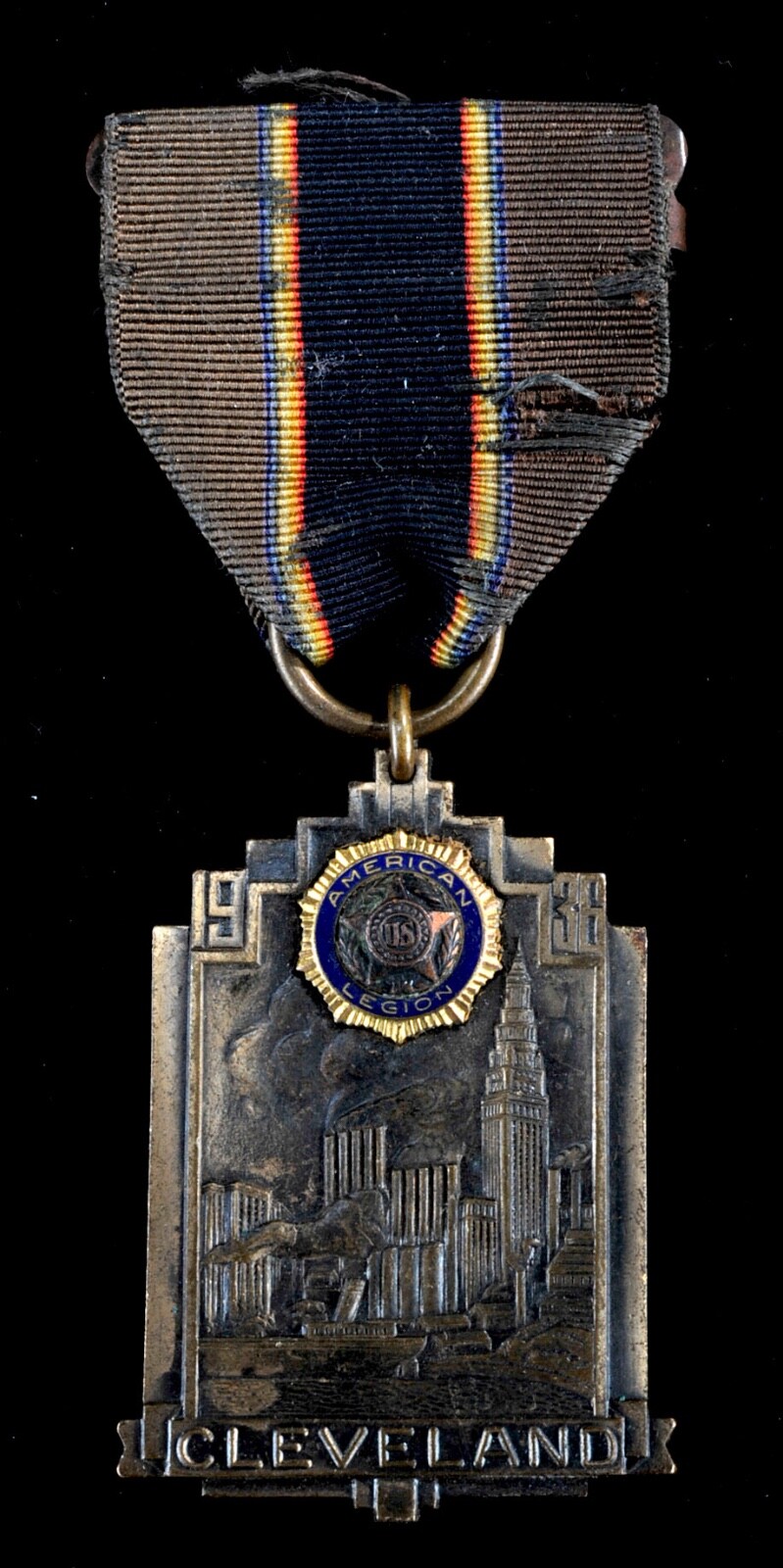 1936 AMERICAN LEGION Cleveland Brass Enamel Past National Commander John McQuigg
