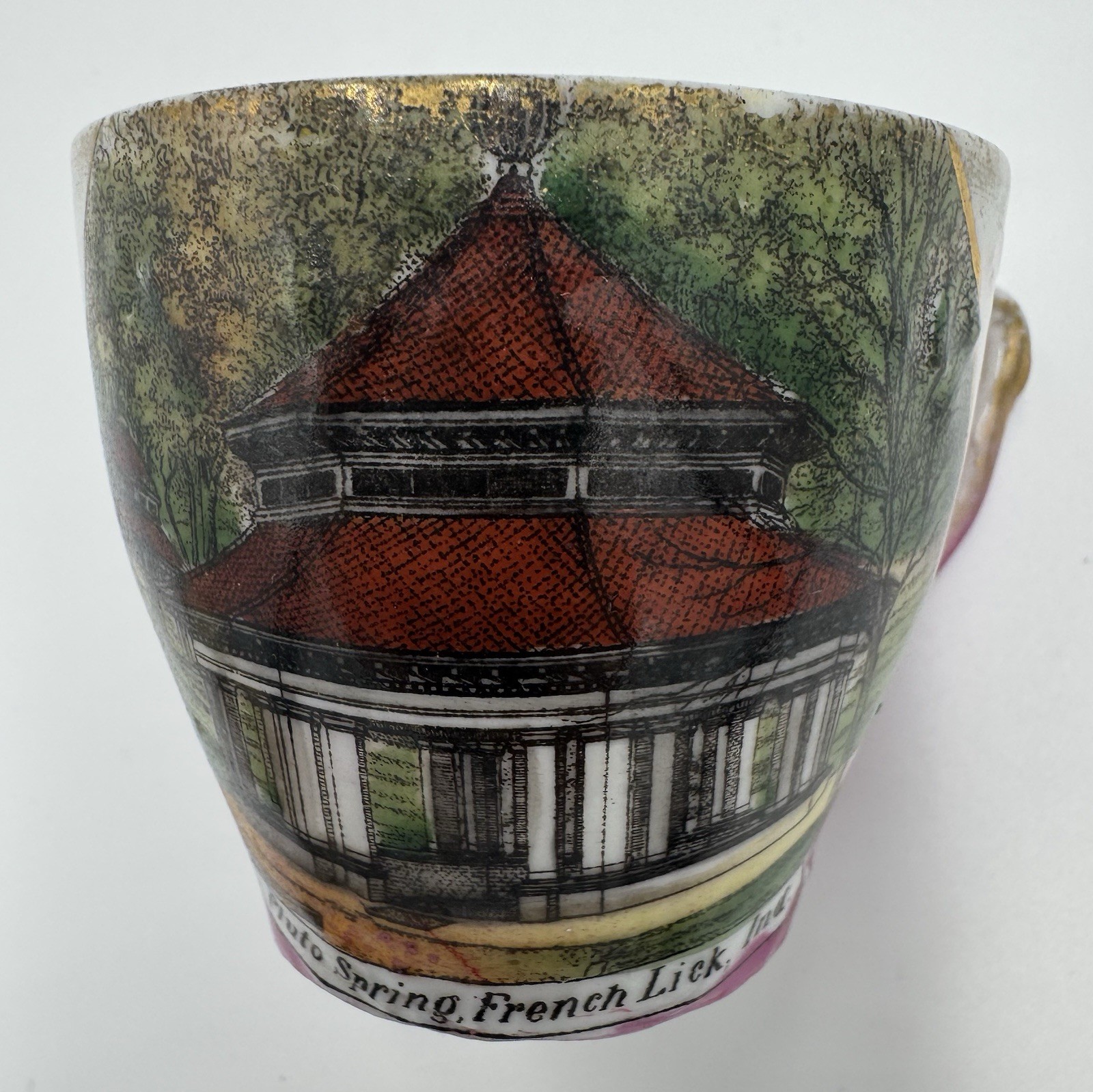 c1910 souvenir china cup - FRENCH LICK IN - Pluto Spring