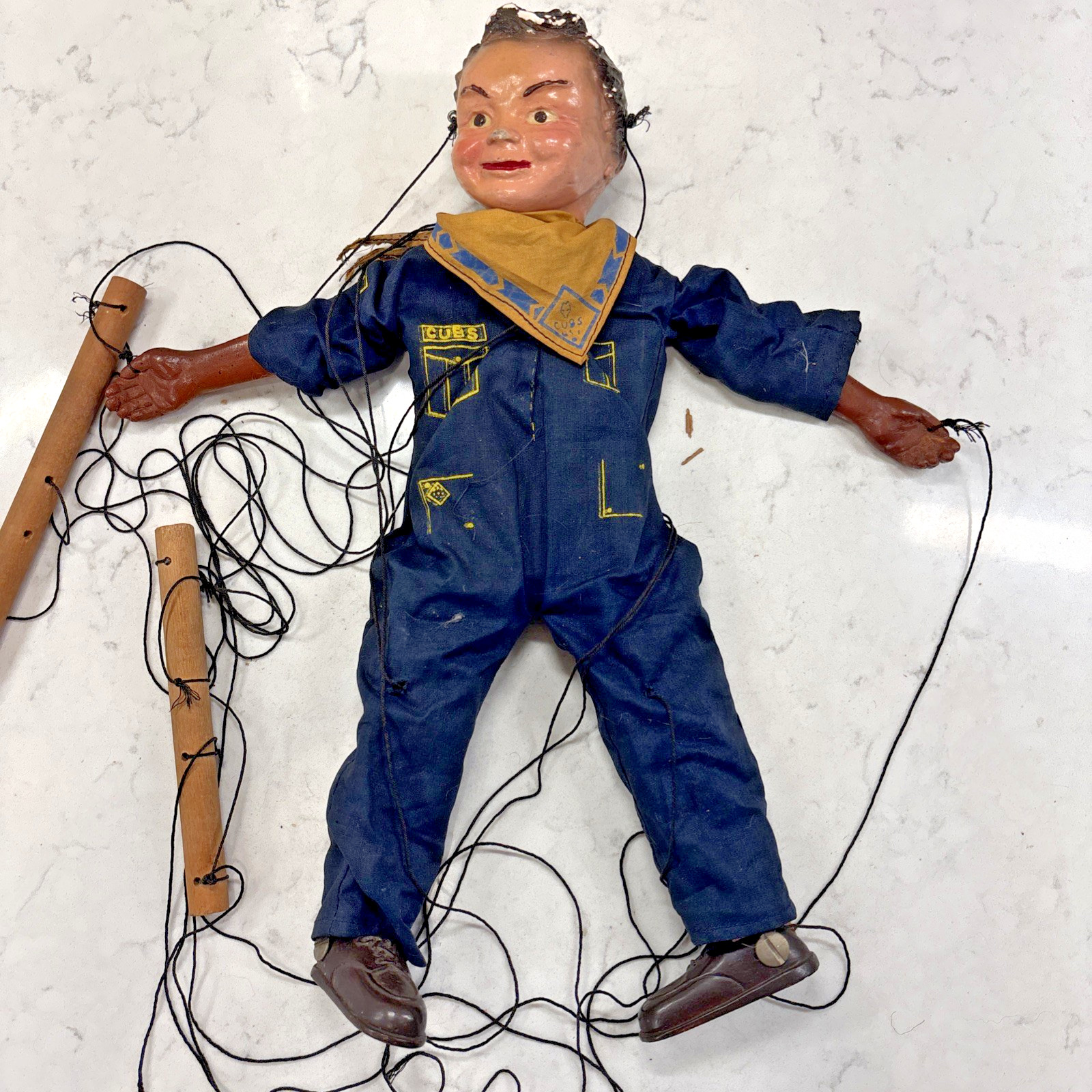 Antique Old  BOY SCOUT - CUB SCOUT MARIONETTE 12\