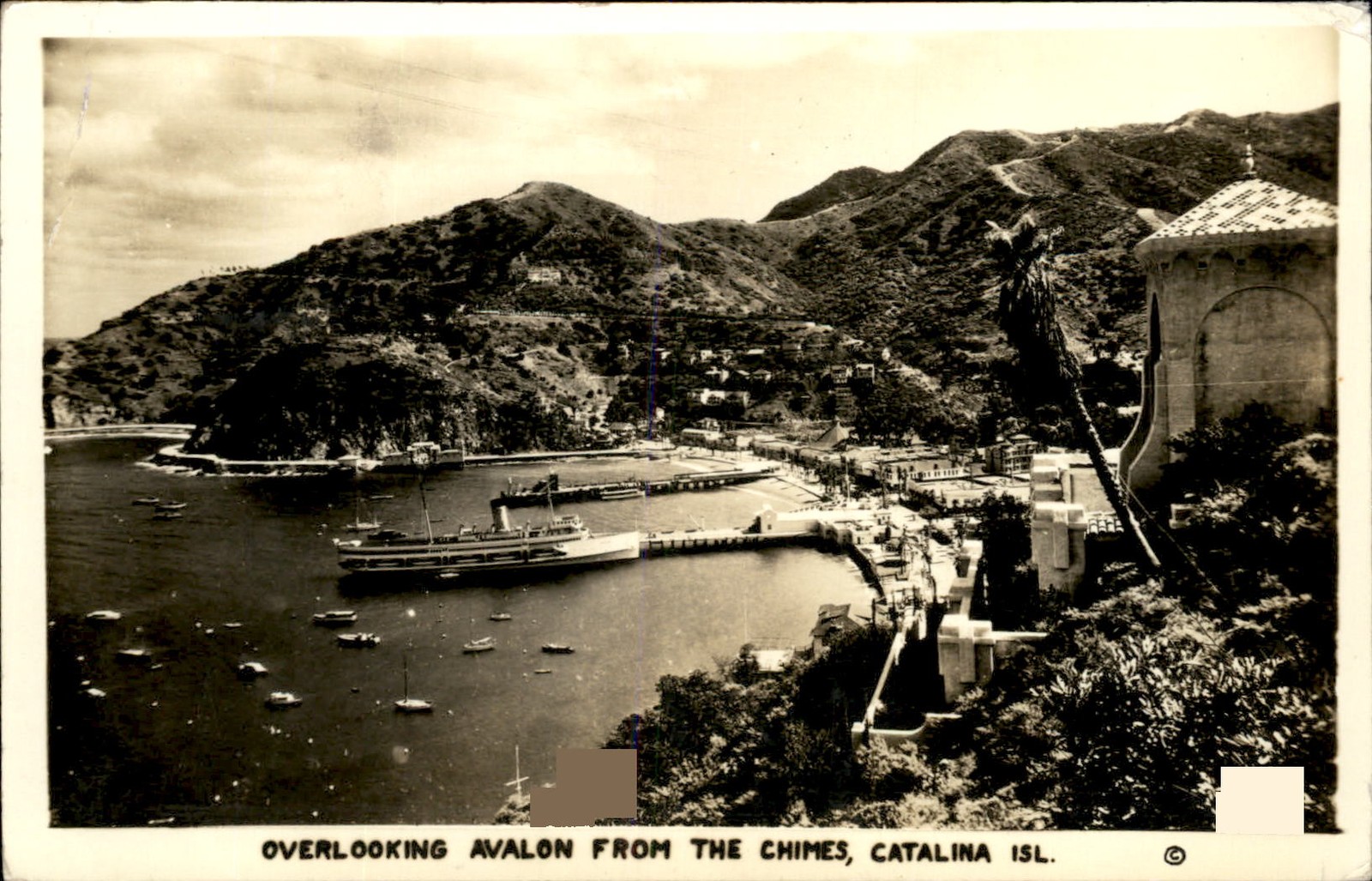 Avalon CA Harbor View The Chimes c1930s-40s Real Photo Vintage Postcard