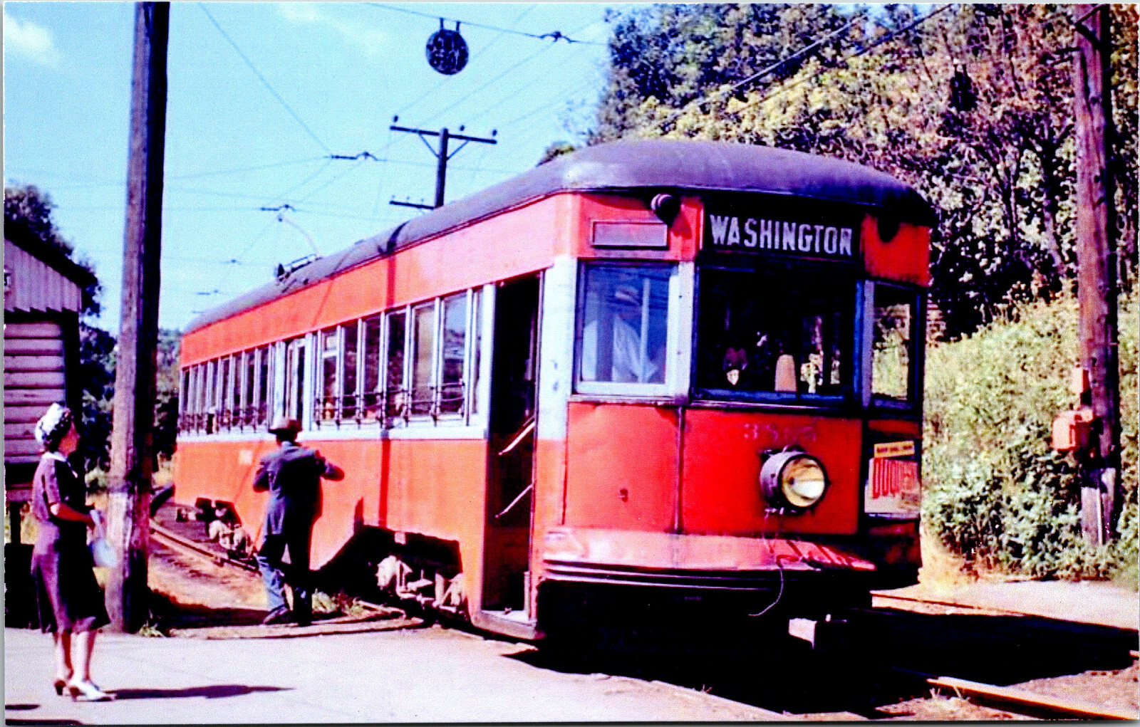 Pennsylvania Washington Postcard Trolley Interurban Tram RPPC 1950s Reprint