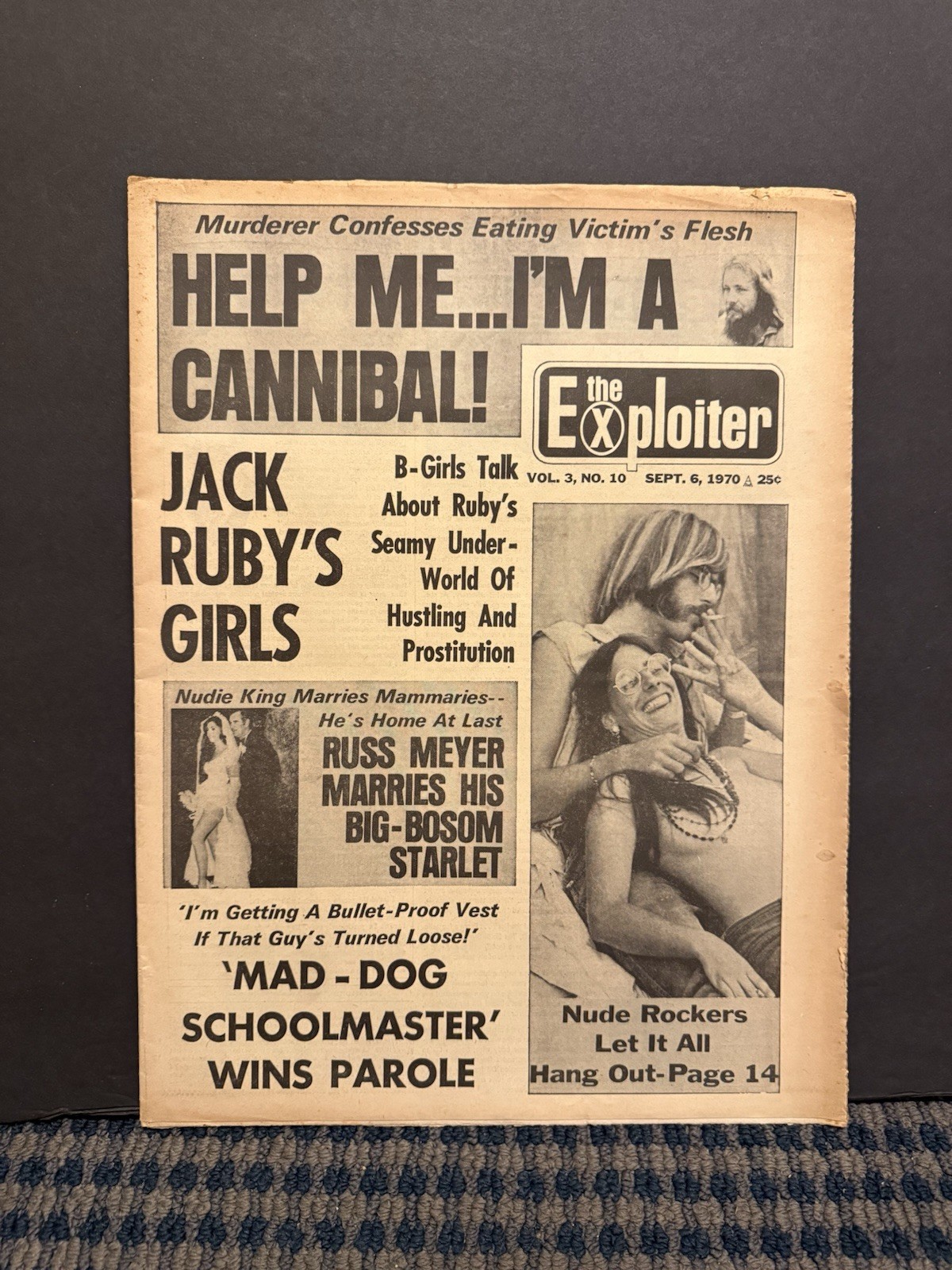 1970 Sept 6th The Exploiter Newspaper, Jack Ruby’s Girls, Nude Rockers  (VRN10K)