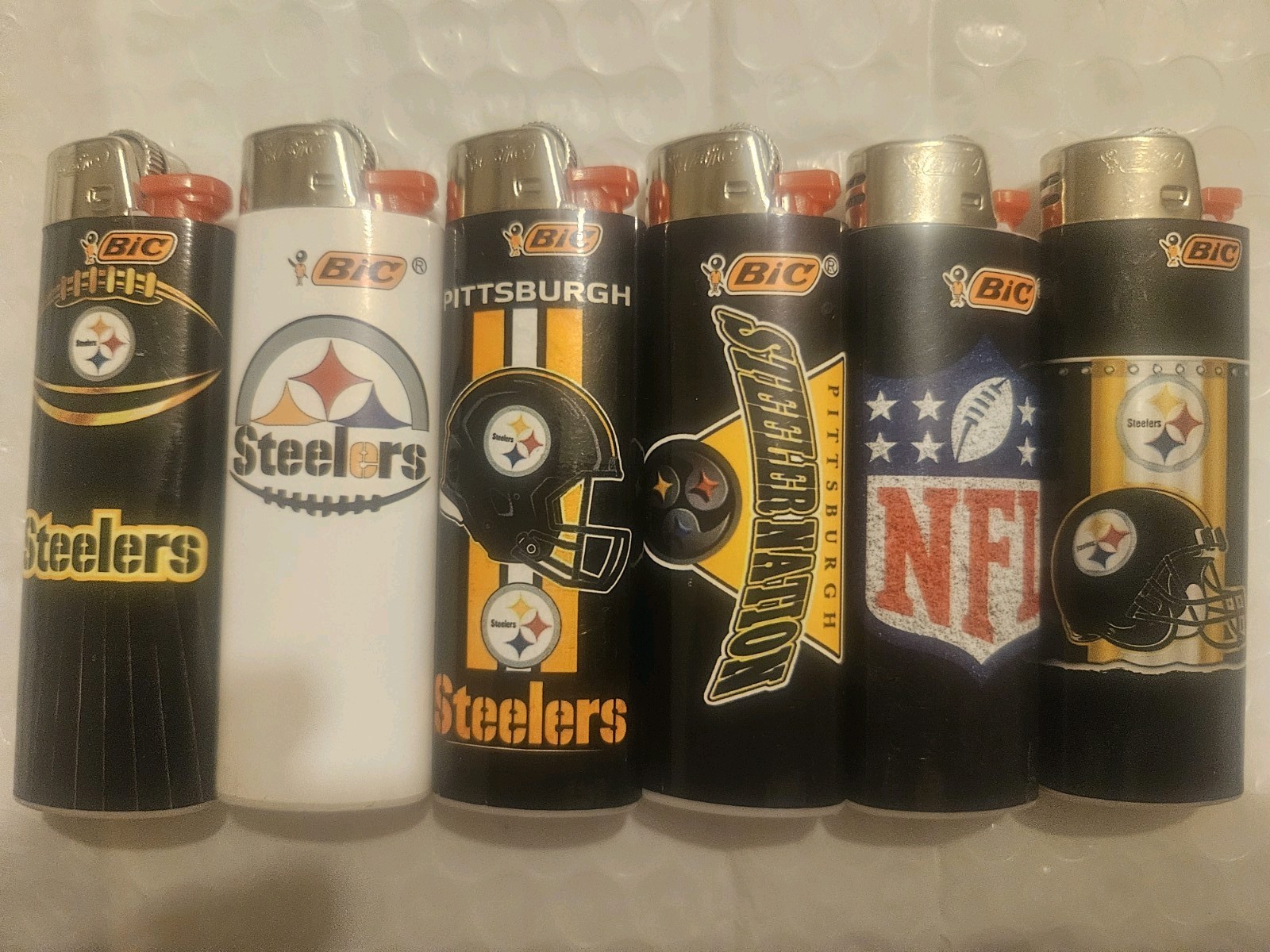 6 Bic Pittsburgh Steelers Full-size Disposable Lighters