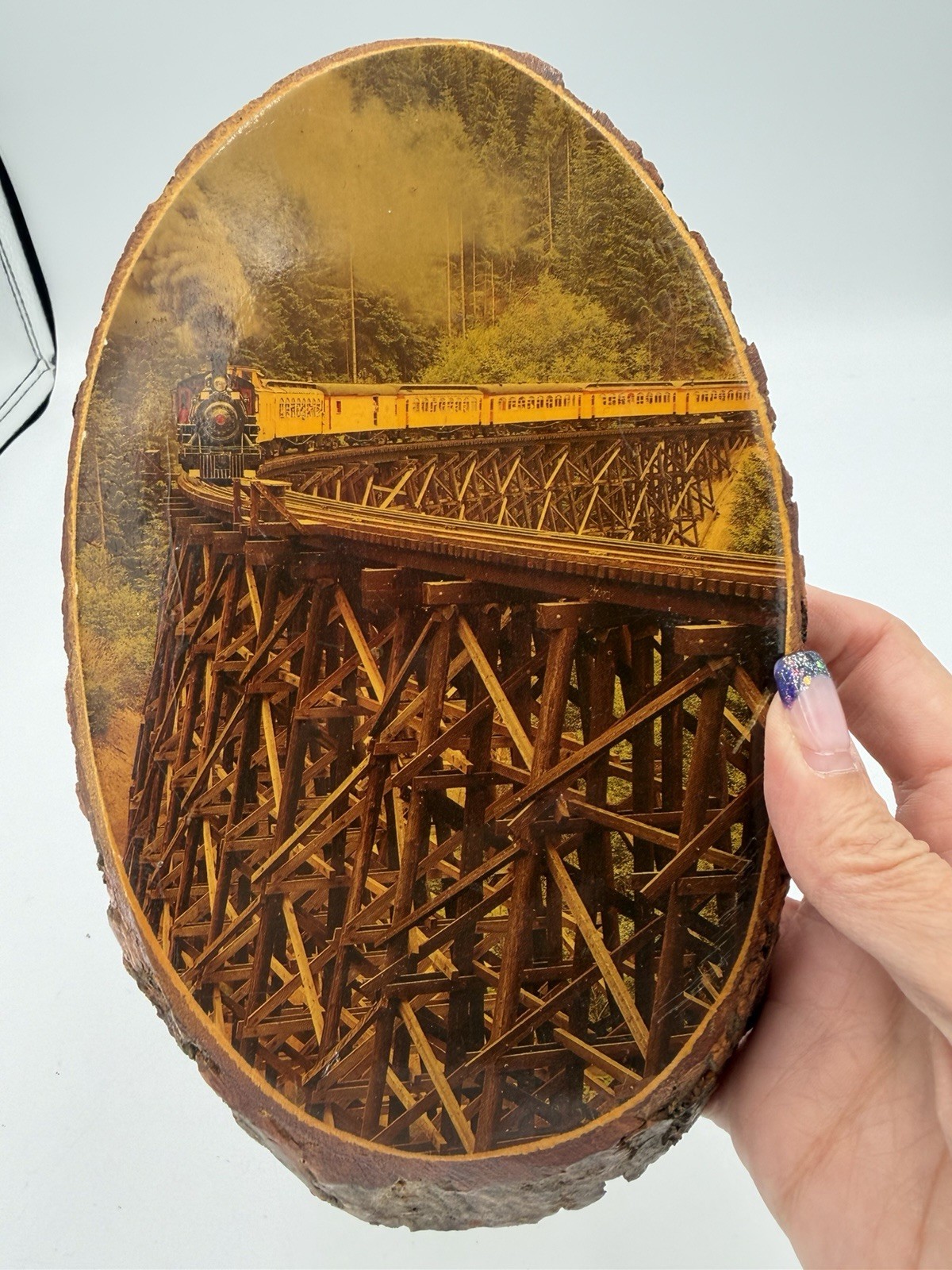Train Art Walnut Hollow Durango& Silverton Railroad Wood Slice Plaque Vintage Train Art Walnut Hollow Durango& Silverton Railroad Wood Slice Plaque Vintage