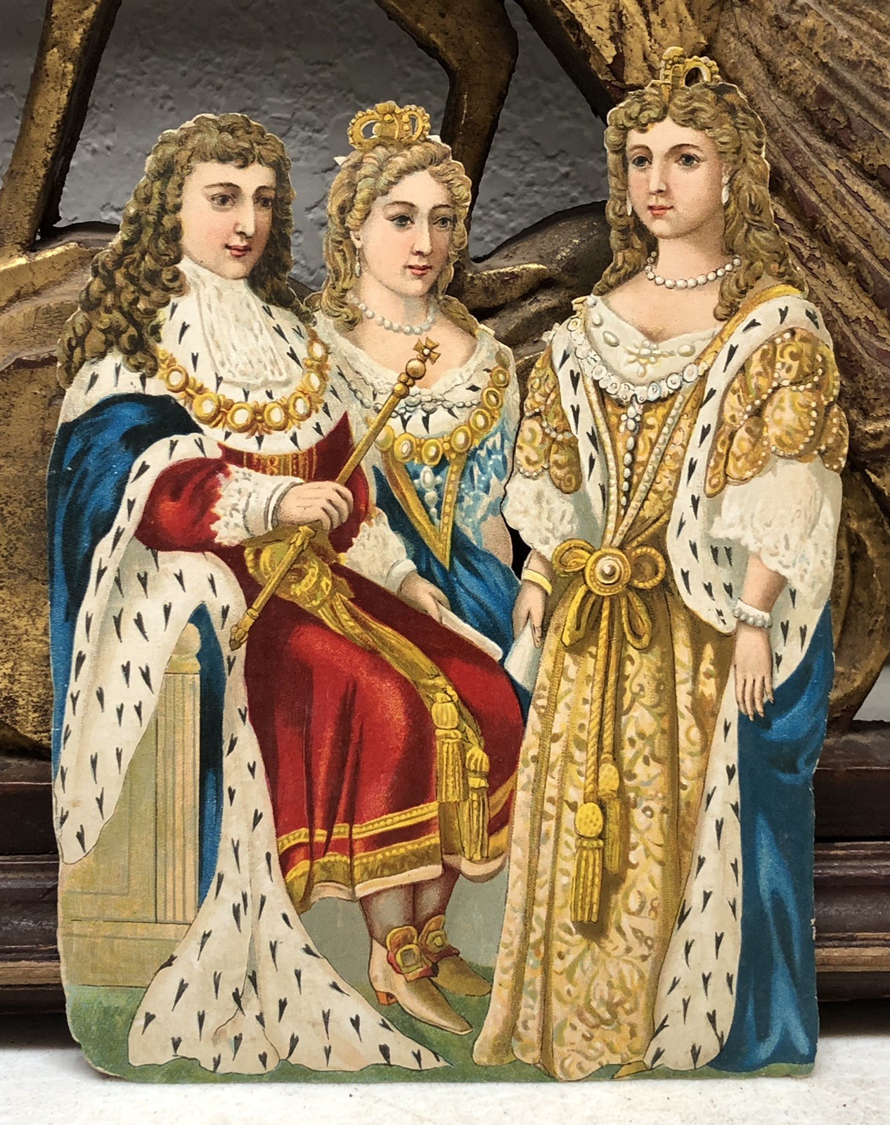 Victorian Die Cut King William & Queen Mary Scrap British Royalty - L3