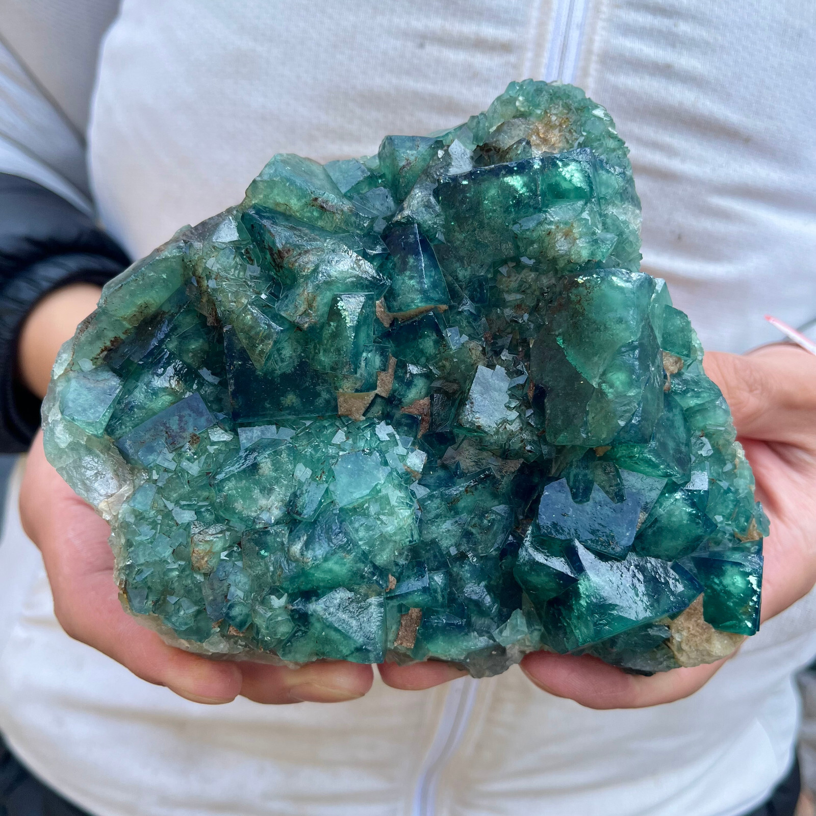 2.7lb NATURAL Green Cube FLUORITE Quartz Crystal Cluster Mineral Specimen