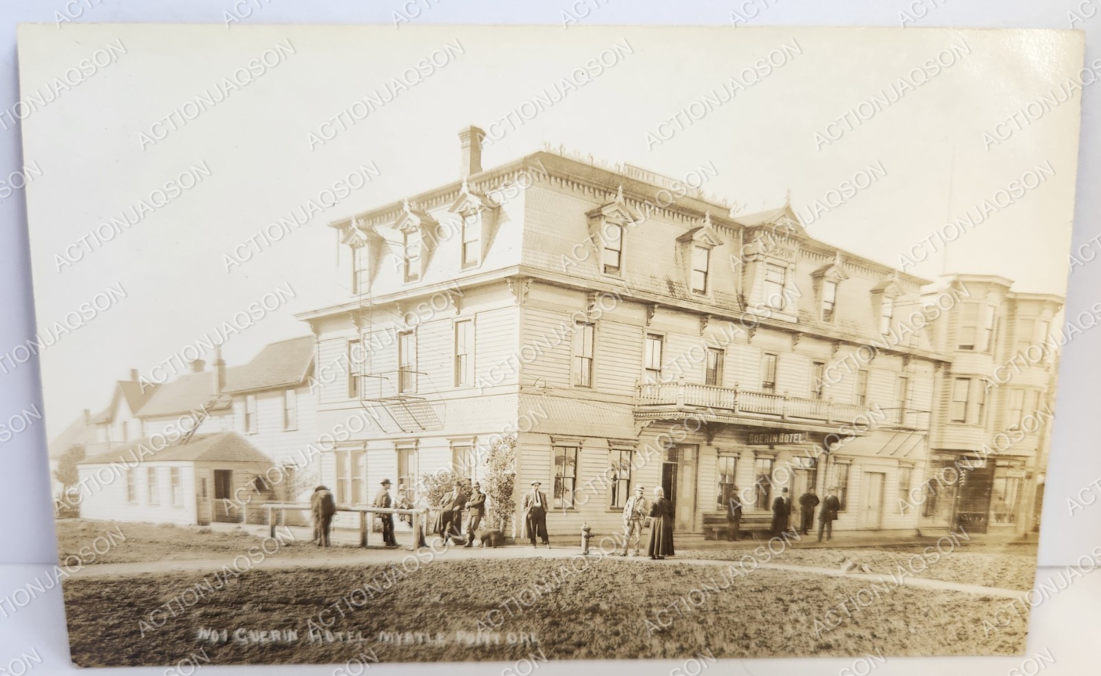 RPPC Myrtle Point Guerin Hotel Oregon Baths Jewelers Store 1912 Note People