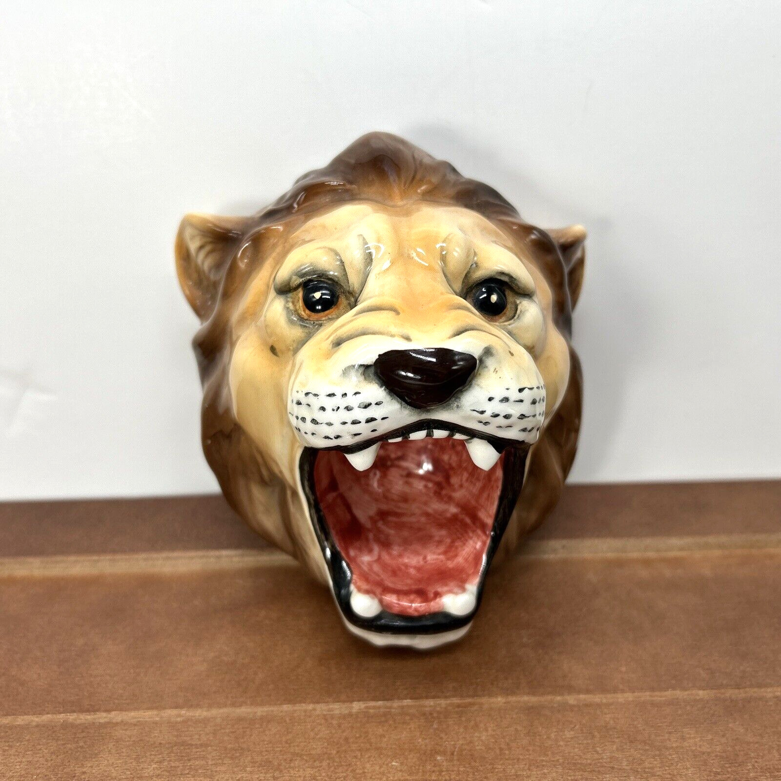 Vintage Hand-Painted Porcelain African Lion Head 6\