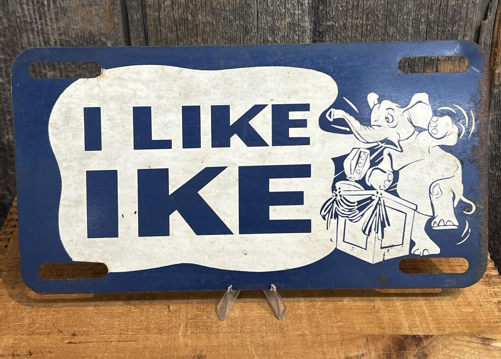 1950s Presidential Campaign I LIKE IKE Dwight D Eisenhower License Plate Topper