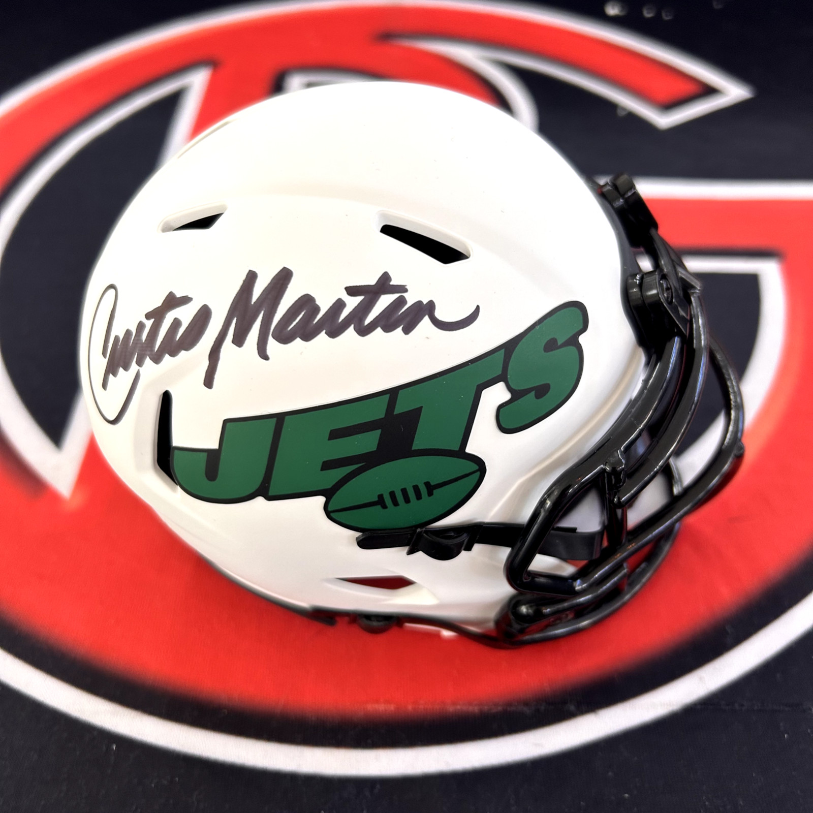 Curtis Martin Signed New York Jets Lunar Eclipse Mini Helmet PSA COA Autographed