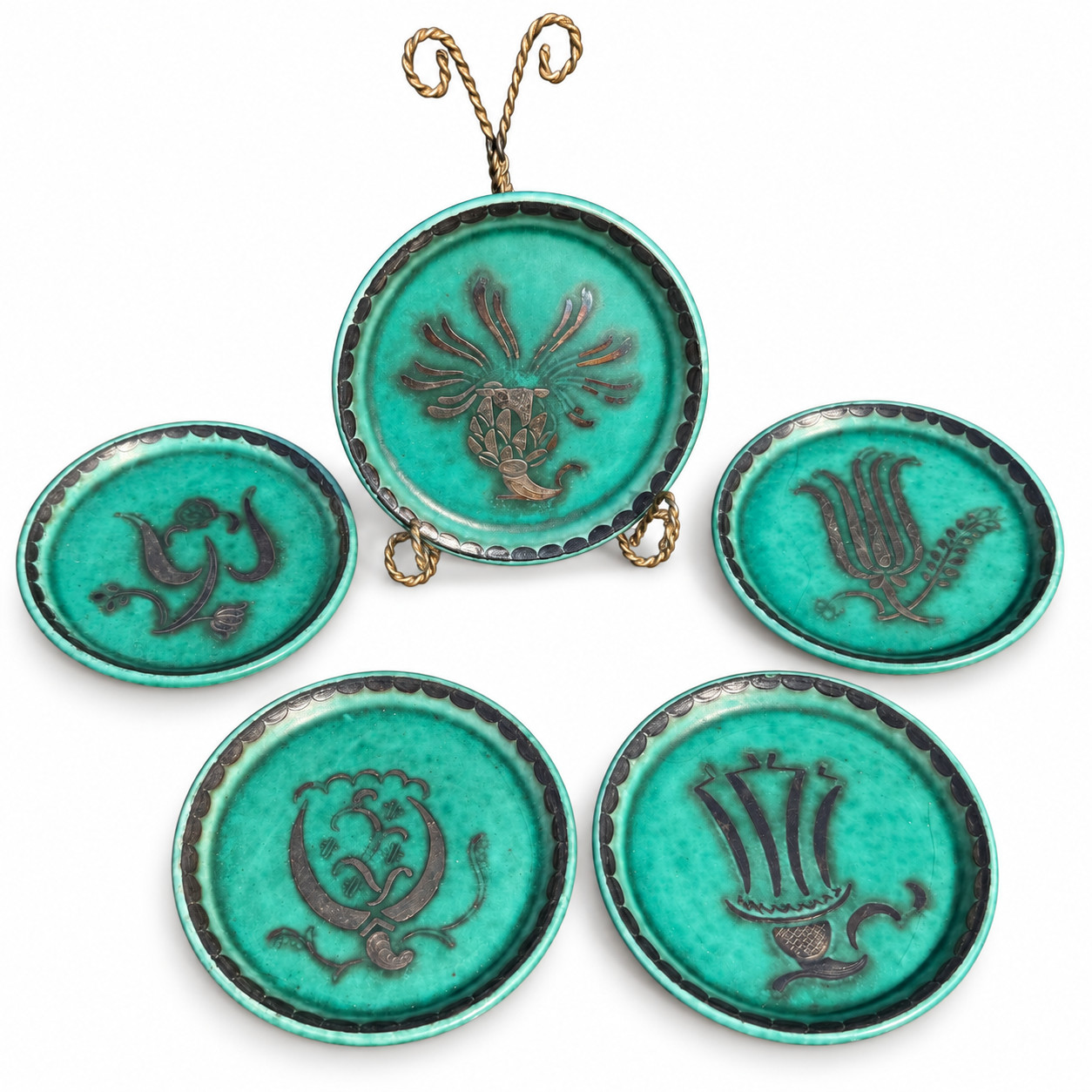 Vintage ARGENTA Gustavsberg Sweden Wilhelm Kage Set of 5 Coasters