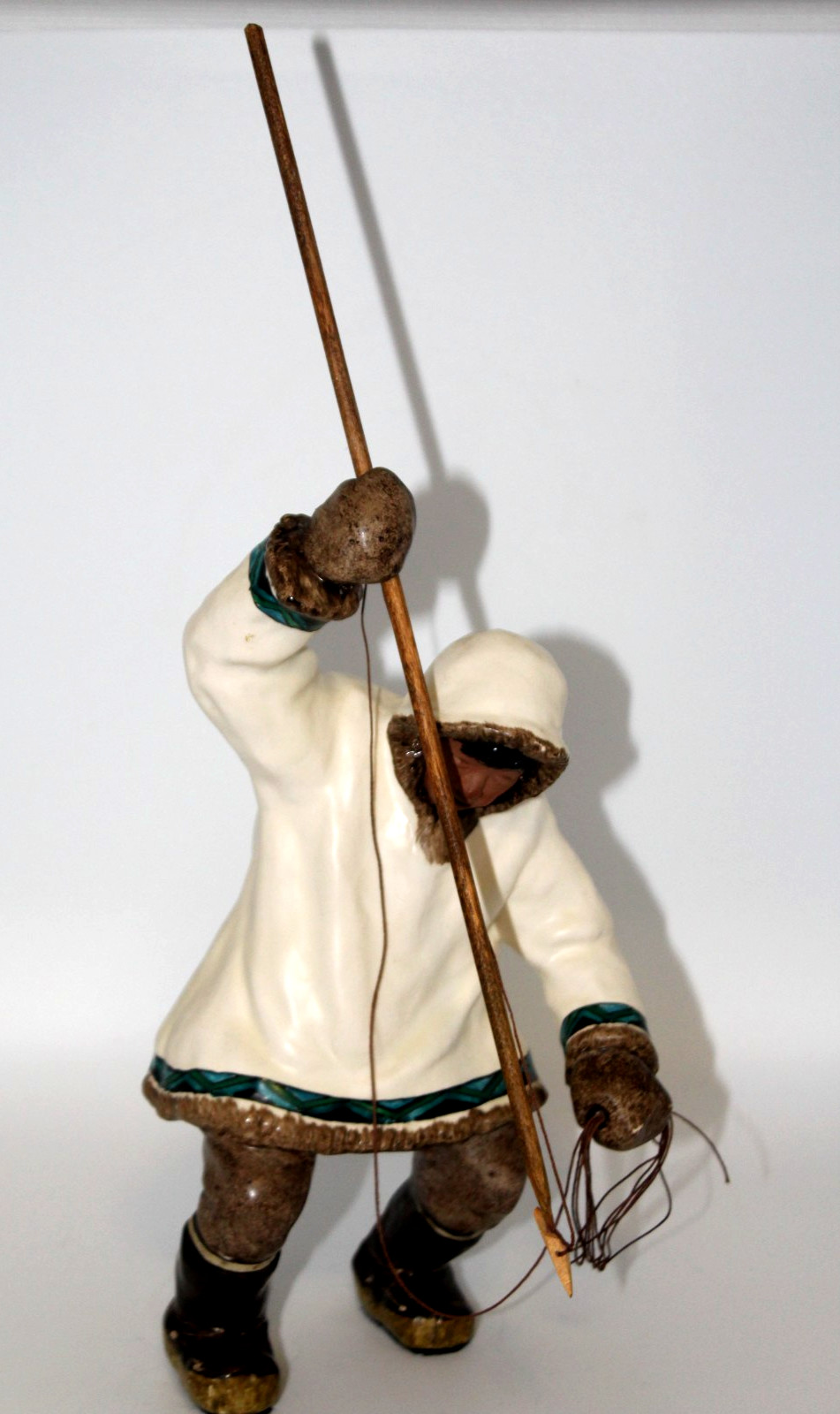 C Alan Johnson Vintage Alaska Inuit Figurine Seal Hunter w/Spear RARE 1962 10\'\'