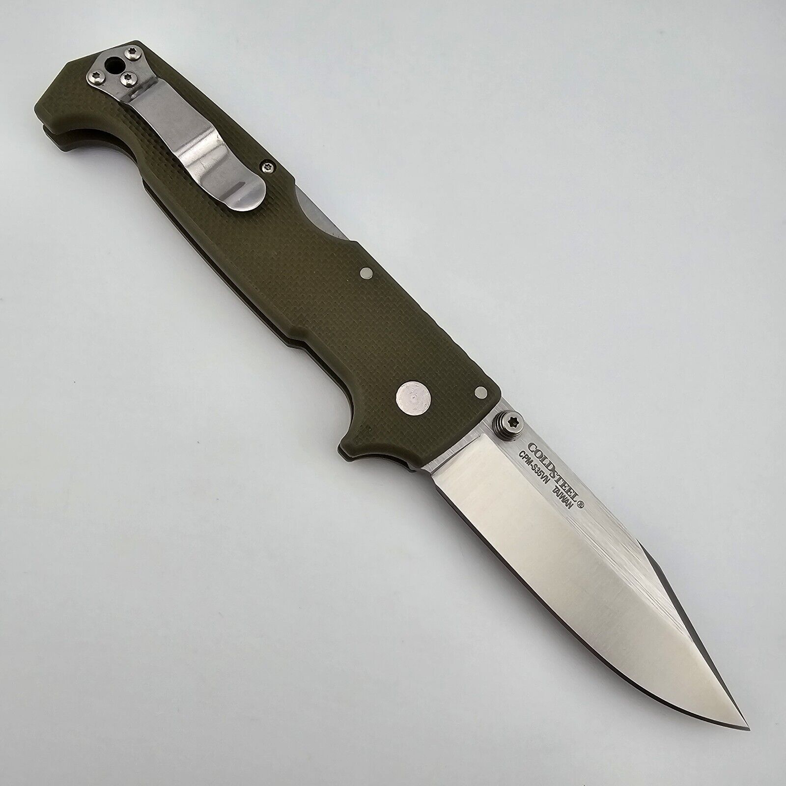 Cold Steel SR1 Folding Knife OD Green G10 Handles S35VN Clip Point Tri Ad 62L