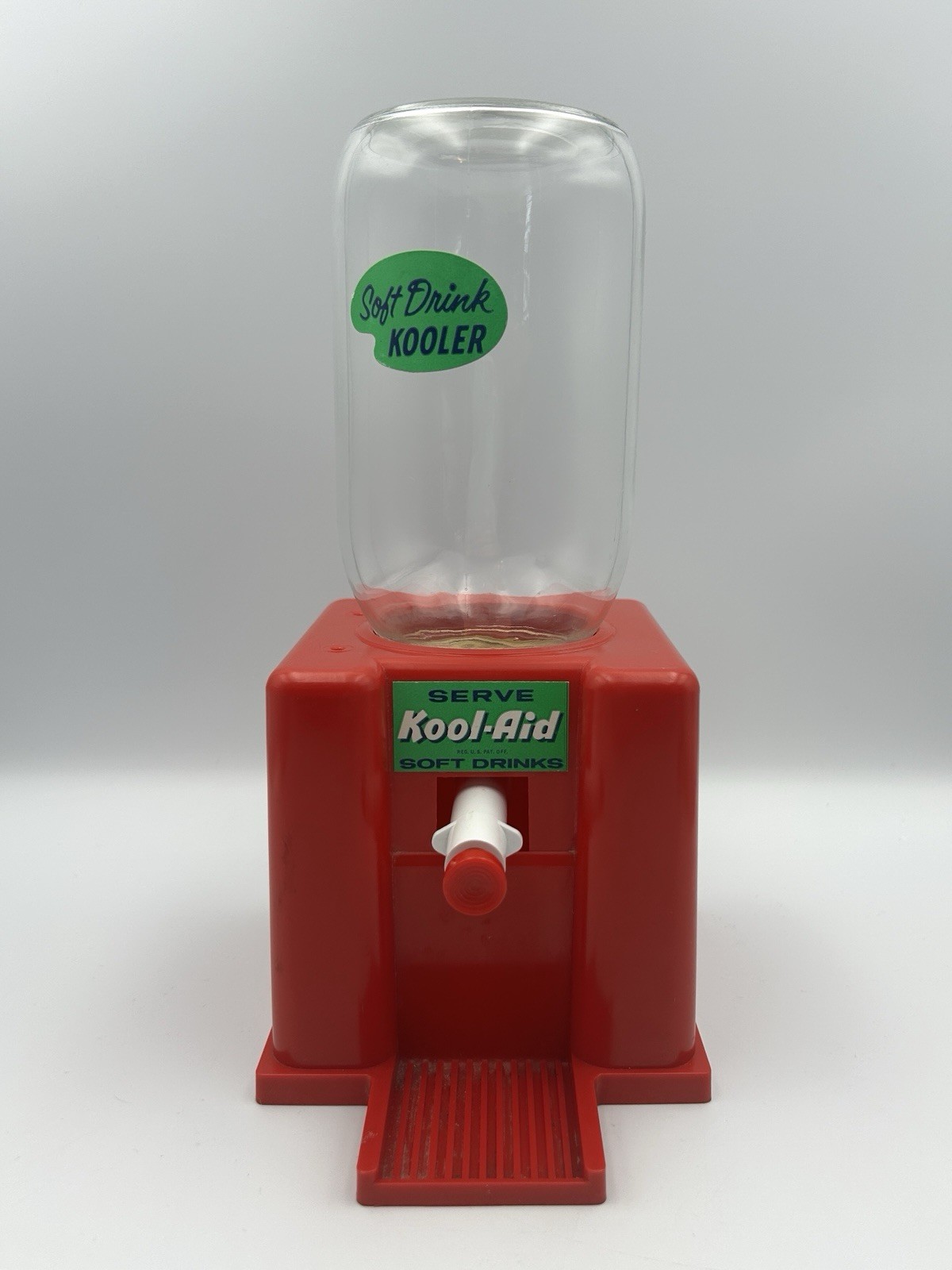 Vintage 1960s Kool Aid Soft Drink Kooler Toy Dispenser Red Base Trim Toys Glass Vintage 1960s Kool Aid Soft Drink Kooler Toy Dispenser Red Base Trim Toys Glass