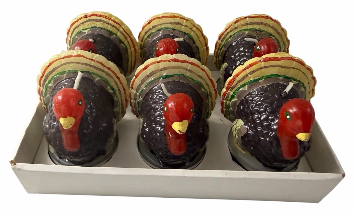 Turkey Candles Thanksgiving Fall Ganz  Never lit Set of 6 Vintage