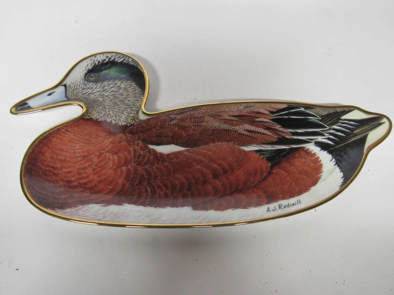 Vintage Wigeon Duck by A.J. Rudisill Fine Porcelain Trinket Dish Wall Decor
