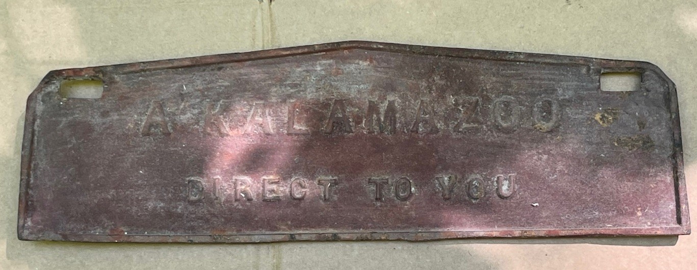vintage a kalamazoo direct to you cast iron id sign plate stove 13 3/4