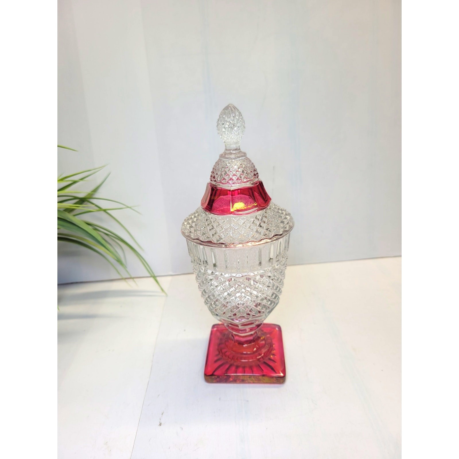 Vtg Westmoreland Glass English Hobnail Ruby Flashed Pedestal Covered Candy Jar Vtg Westmoreland Glass English Hobnail Ruby Flashed Pedestal Covered Candy Jar