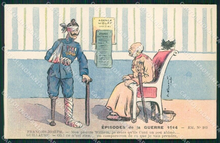 WWI WW1 Propaganda Patriotic War Kaiser Wilhelm Franz Joseph postcard XF3243