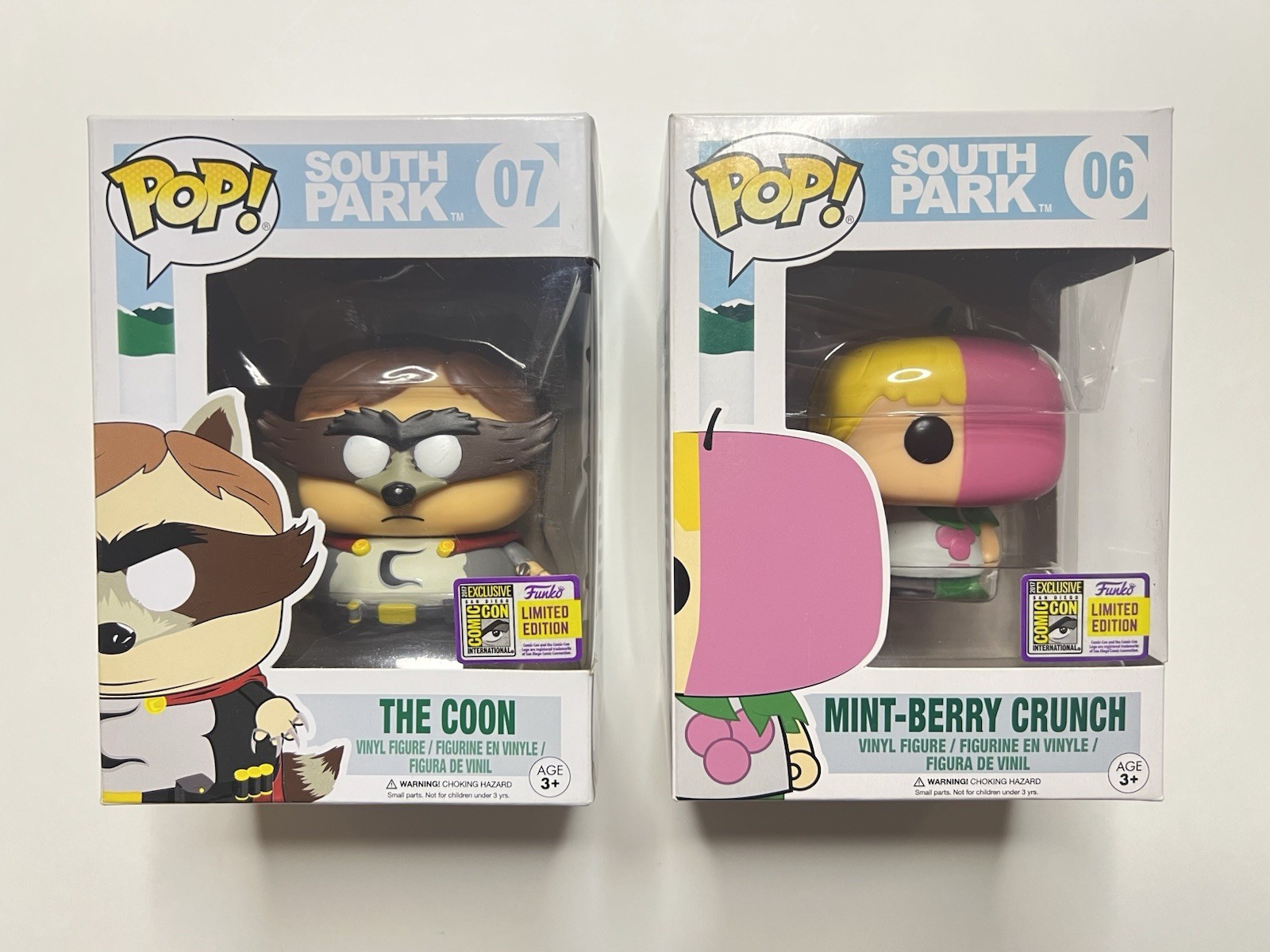 Funko Pop South Park The Coon #07 & Mint-Berry Crunch #06 SDCC 2017 Con stickers