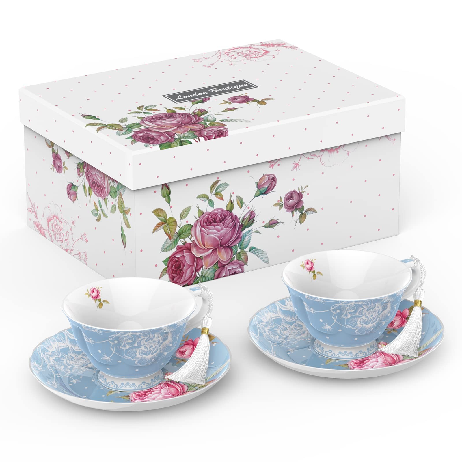London Boutique Japanese Ceramic Tea White 4inches 7oz Vintage Bamboo Handle