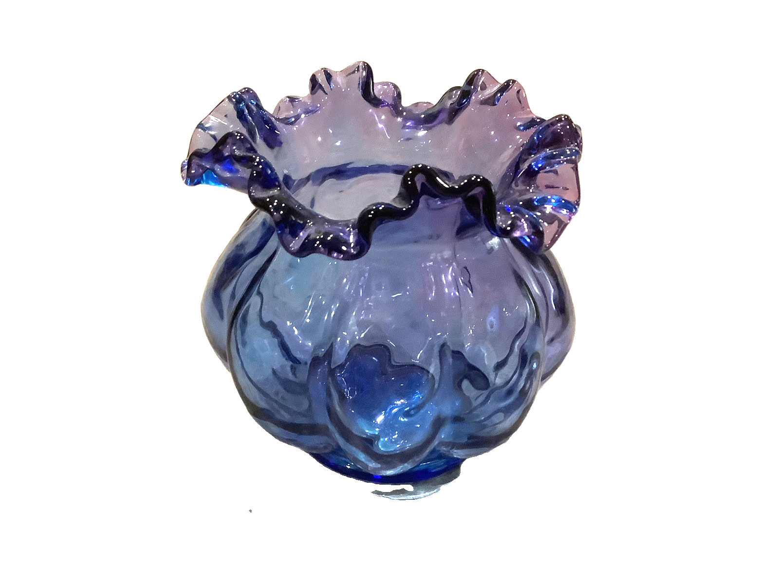 BEAUTIFUL VINTAGE FENTON MULBERRY MELON VASE CRIMPED 1942 EXCELLENT 5 1/4