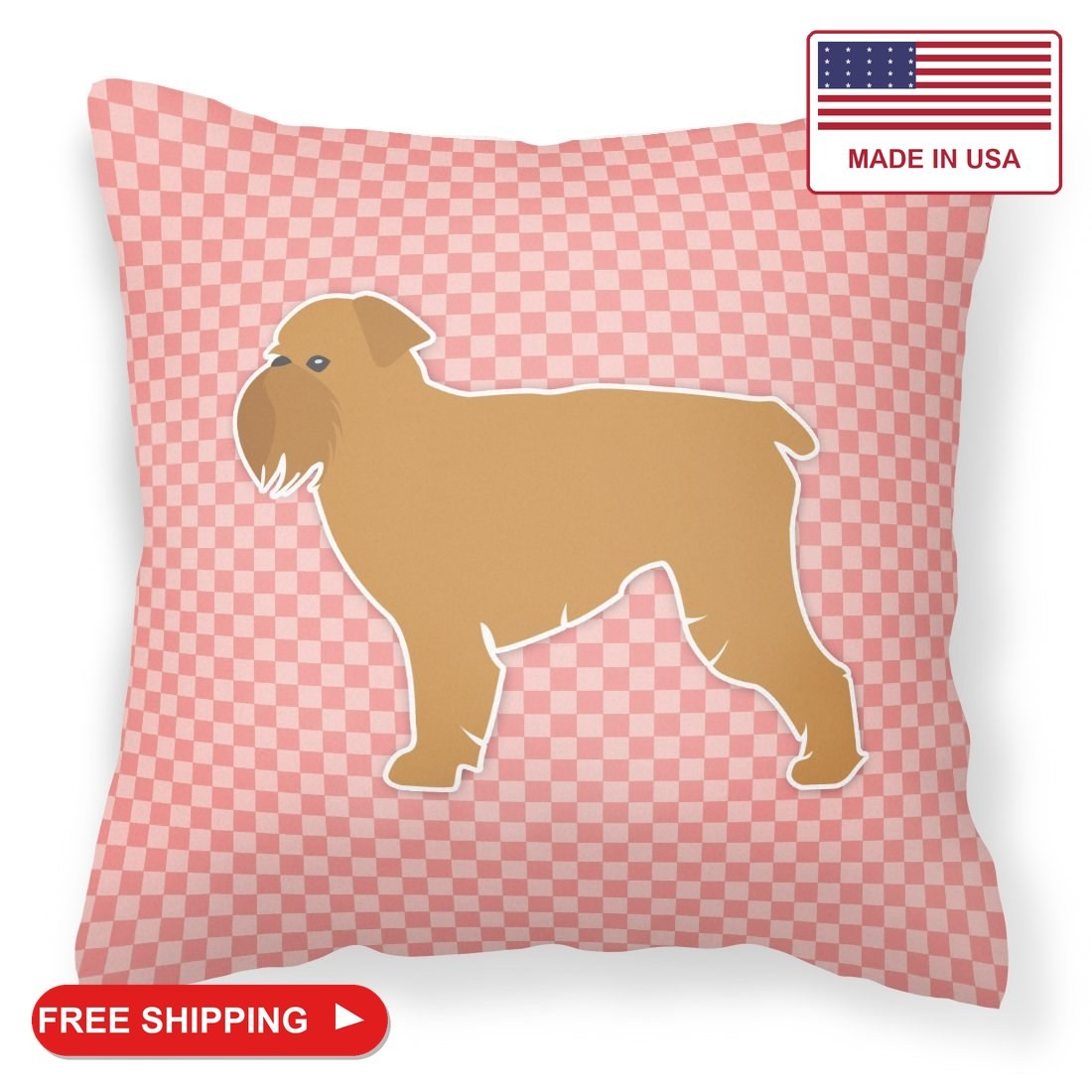 Caroline\'s Treasures BB3640PW1818 Brussels Griffon Checkerboard Pink Fabric Deco Caroline\'s Treasures BB3640PW1818 Brussels Griffon Checkerboard Pink Fabric Deco