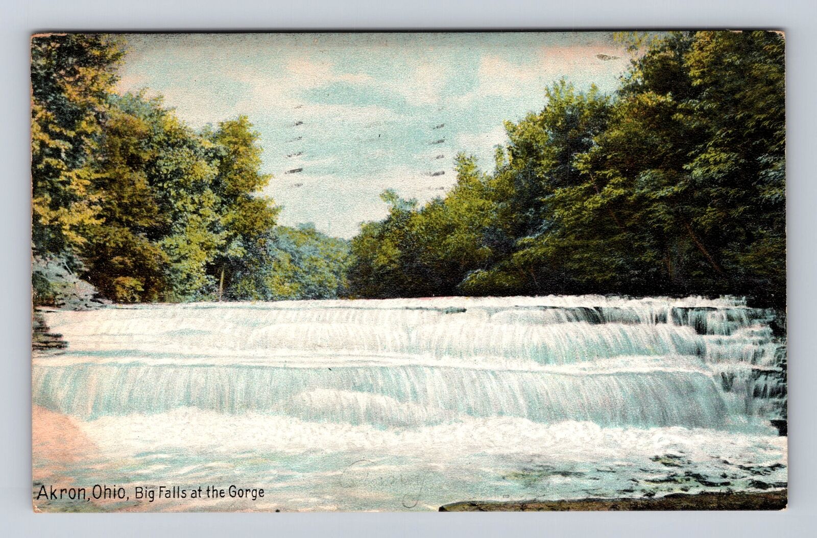 Akron OH-Ohio, Big Falls at the Gorge, Antique Vintage c1909 Souvenir Postcard